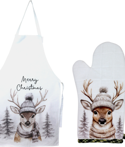 9541 GLOVES$APRON SNOWDEER S/2